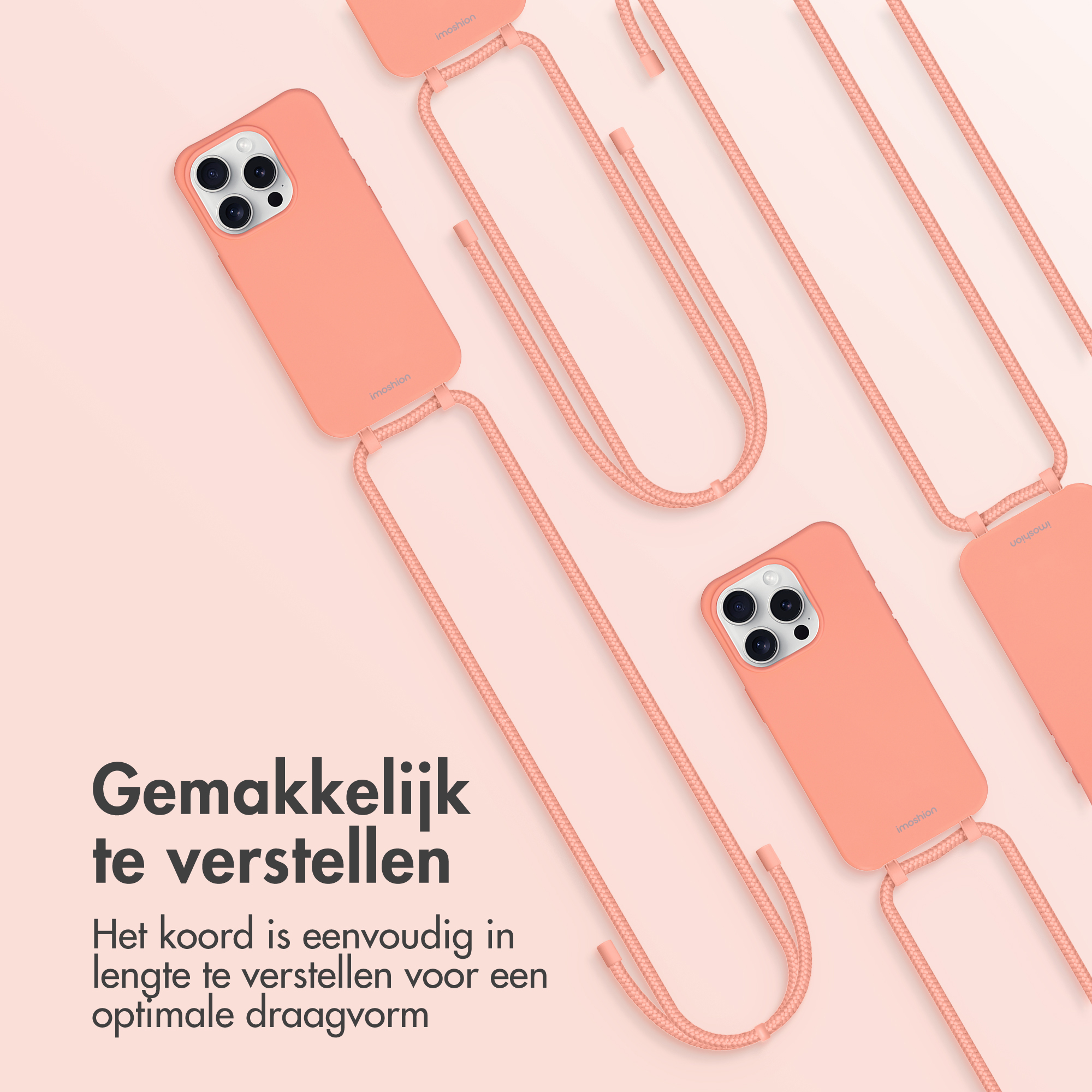 IMOSHION Color Backcover met afneembaar koord - Geschikt voor Apple iPhone 15 Pro - Telefoonhoesje voor Apple iPhone 15 Pro Oranje