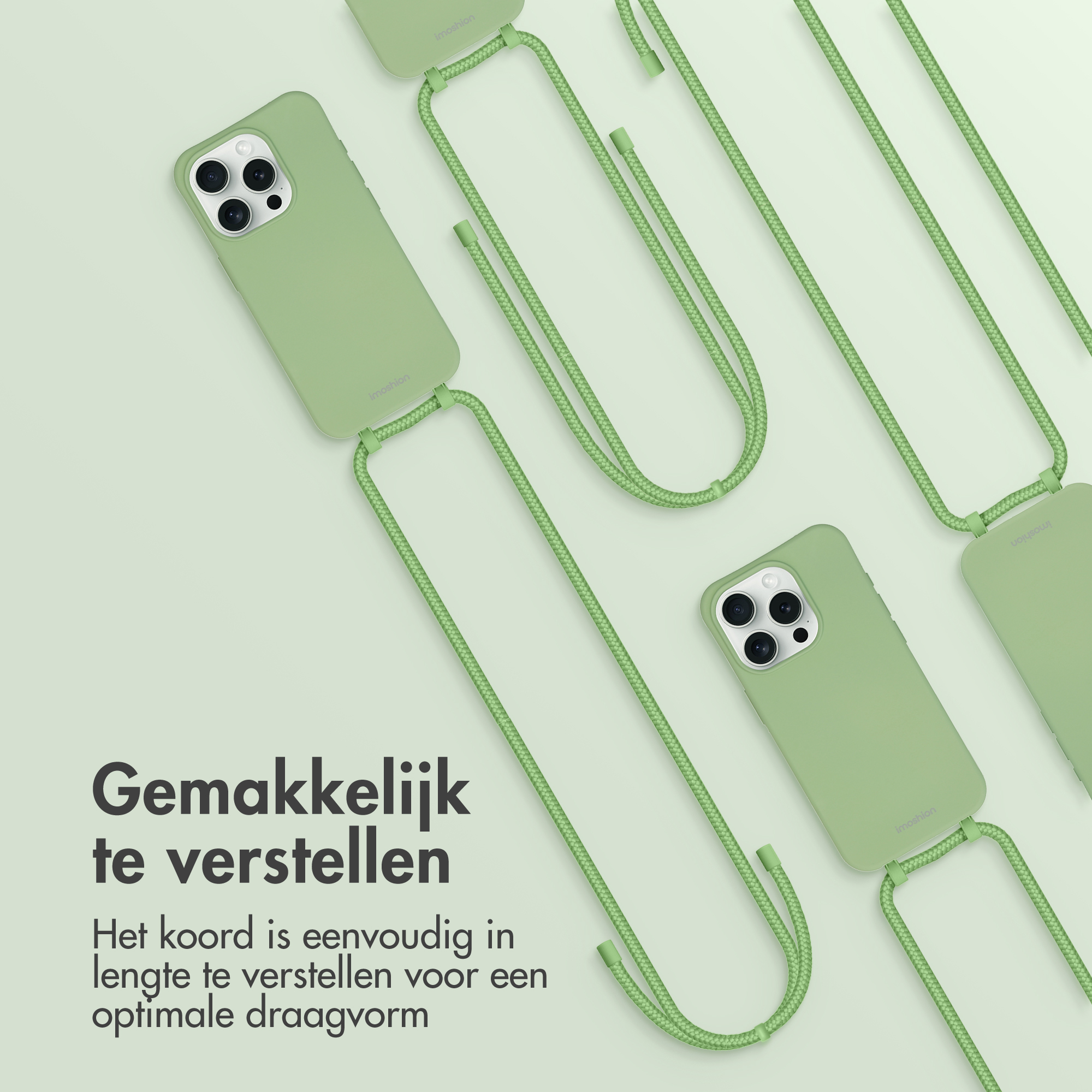 IMOSHION Color Backcover met afneembaar koord - Geschikt voor Apple iPhone 15 Pro - Telefoonhoesje voor Apple iPhone 15 Pro Groen