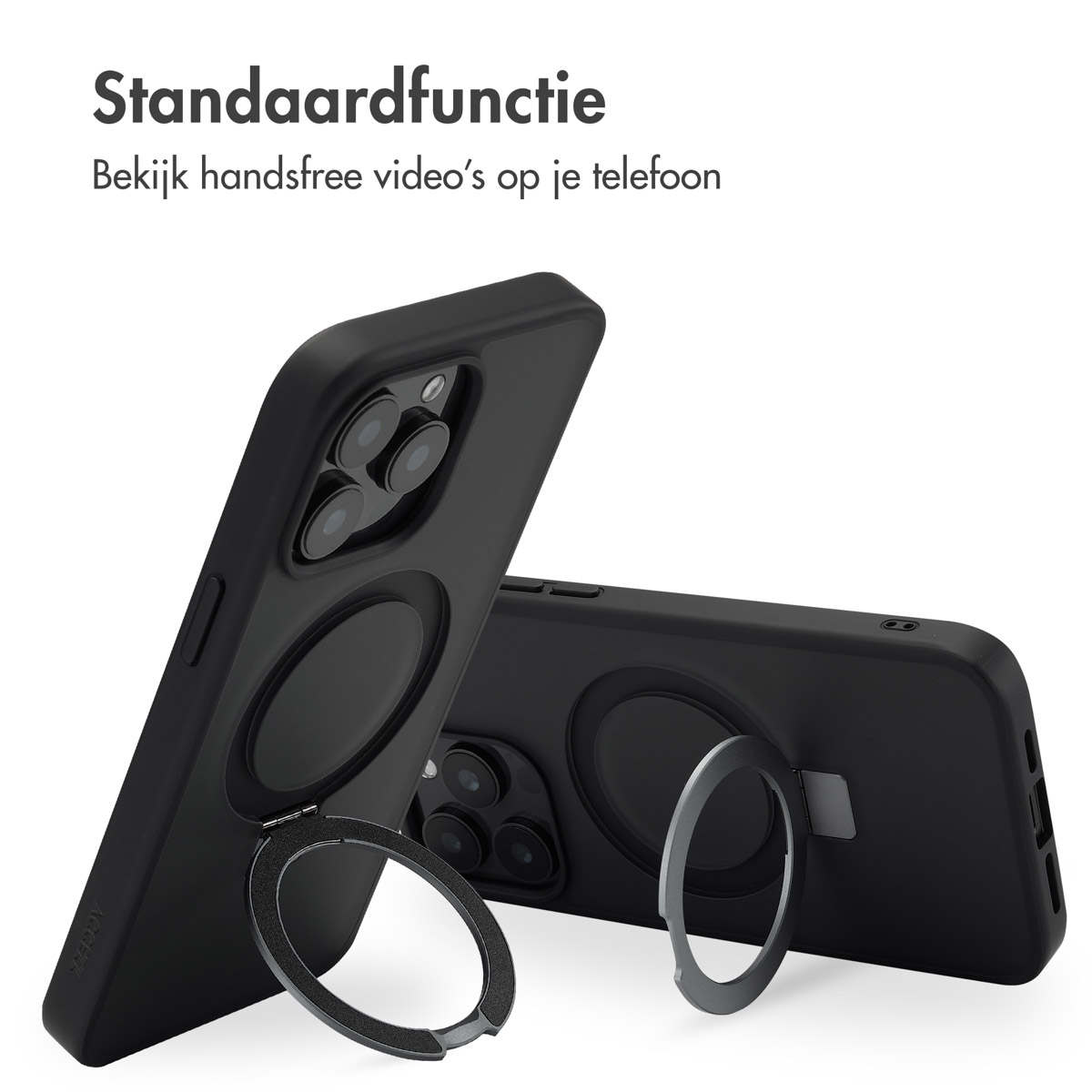 ACCEZZ Ring Stand Backcover met MagSafe, Backcover, Apple, iPhone 15 Pro Max, Schwarz