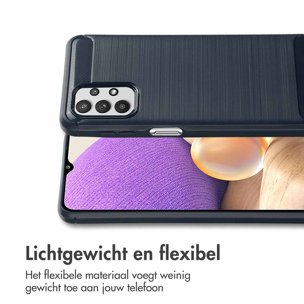 Une coque de téléphone noire avec un dos texturé noir et un écran violet.