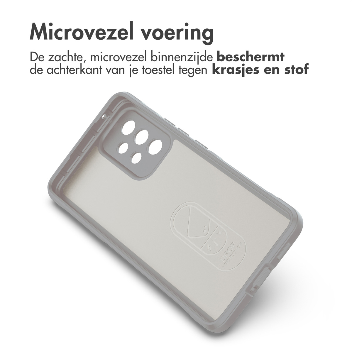 Coque de téléphone transparente avec doublure en microfibre. Fond clair. La coque est légèrement transparente.