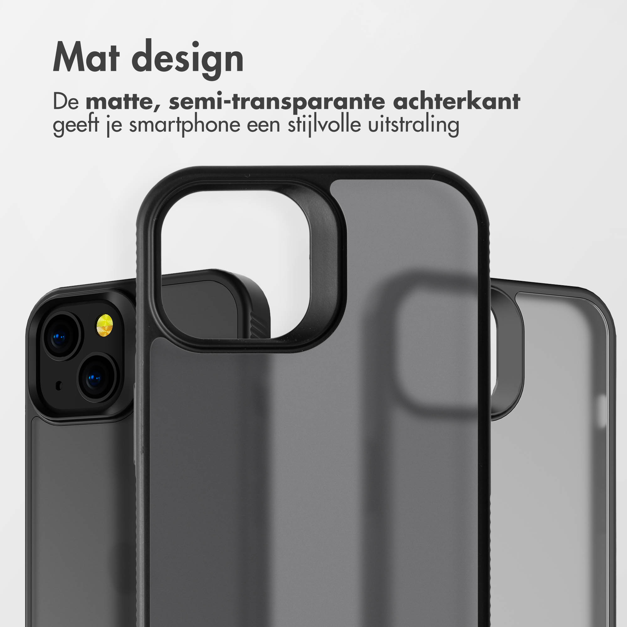 Custodie nere dal design opaco; retro semitrasparente, look elegante.