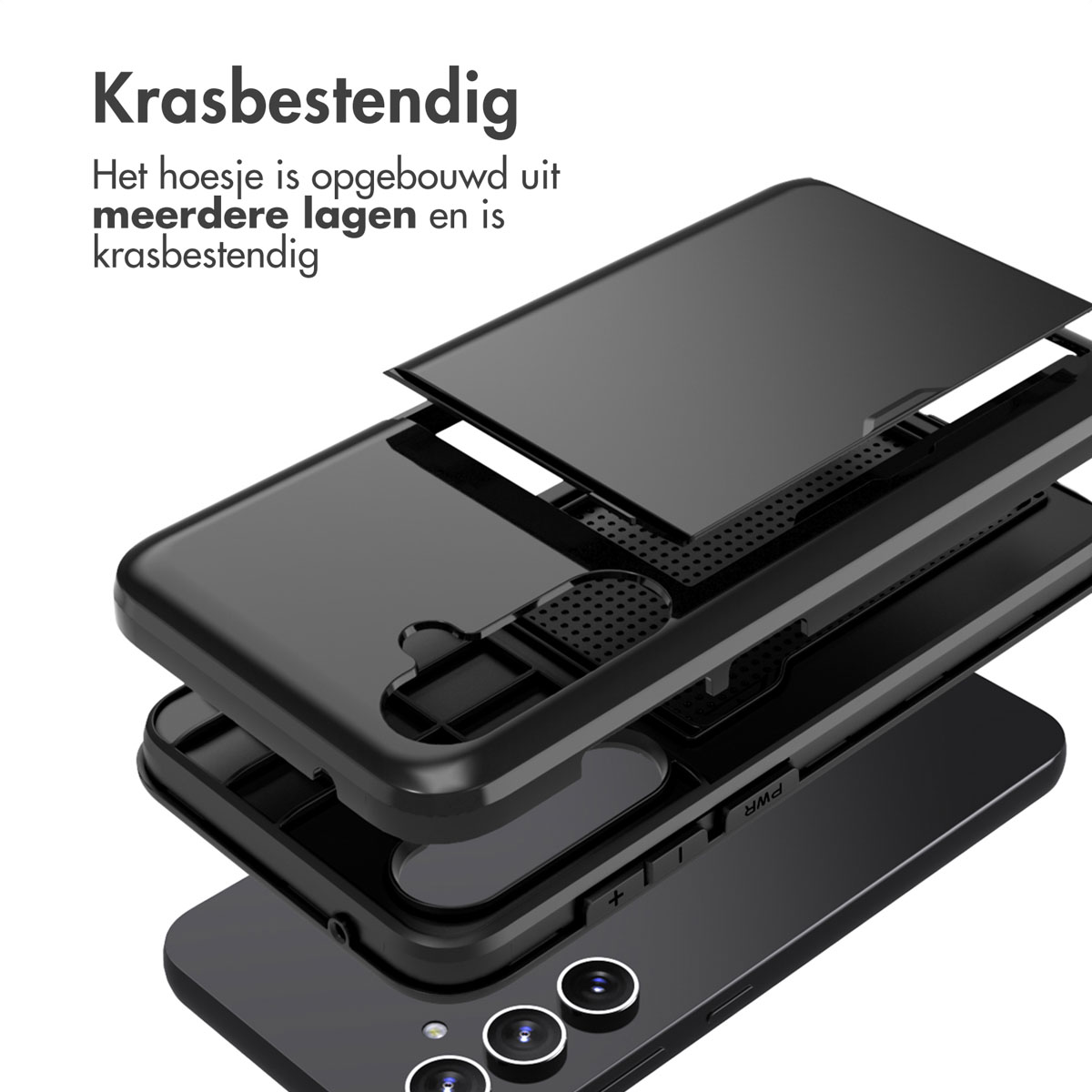 Couches de coque de téléphone noire, montrant la résistance aux rayures.