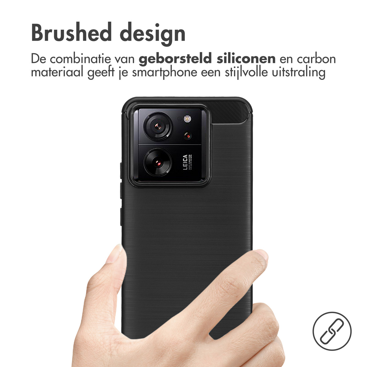 Zwarte telefoonhoes met een geborsteld design.