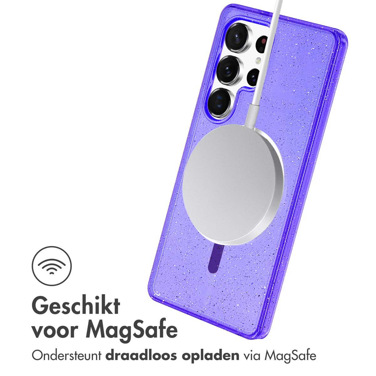 IMOSHION Sparkle Backcover met MagSafe - Geschikt voor Samsung Galaxy S25 Ultra - Telefoonhoesje voor Samsung Samsung Galaxy S25 Ultra Paars