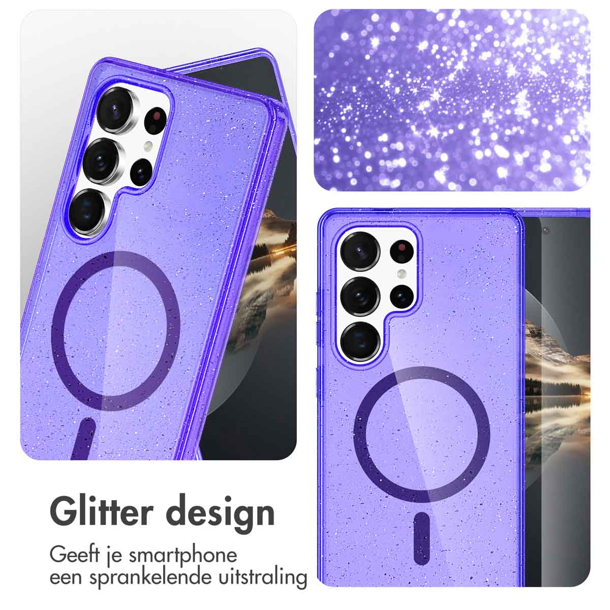 IMOSHION Sparkle Backcover met MagSafe - Geschikt voor Samsung Galaxy S25 Ultra - Telefoonhoesje voor Samsung Samsung Galaxy S25 Ultra Paars