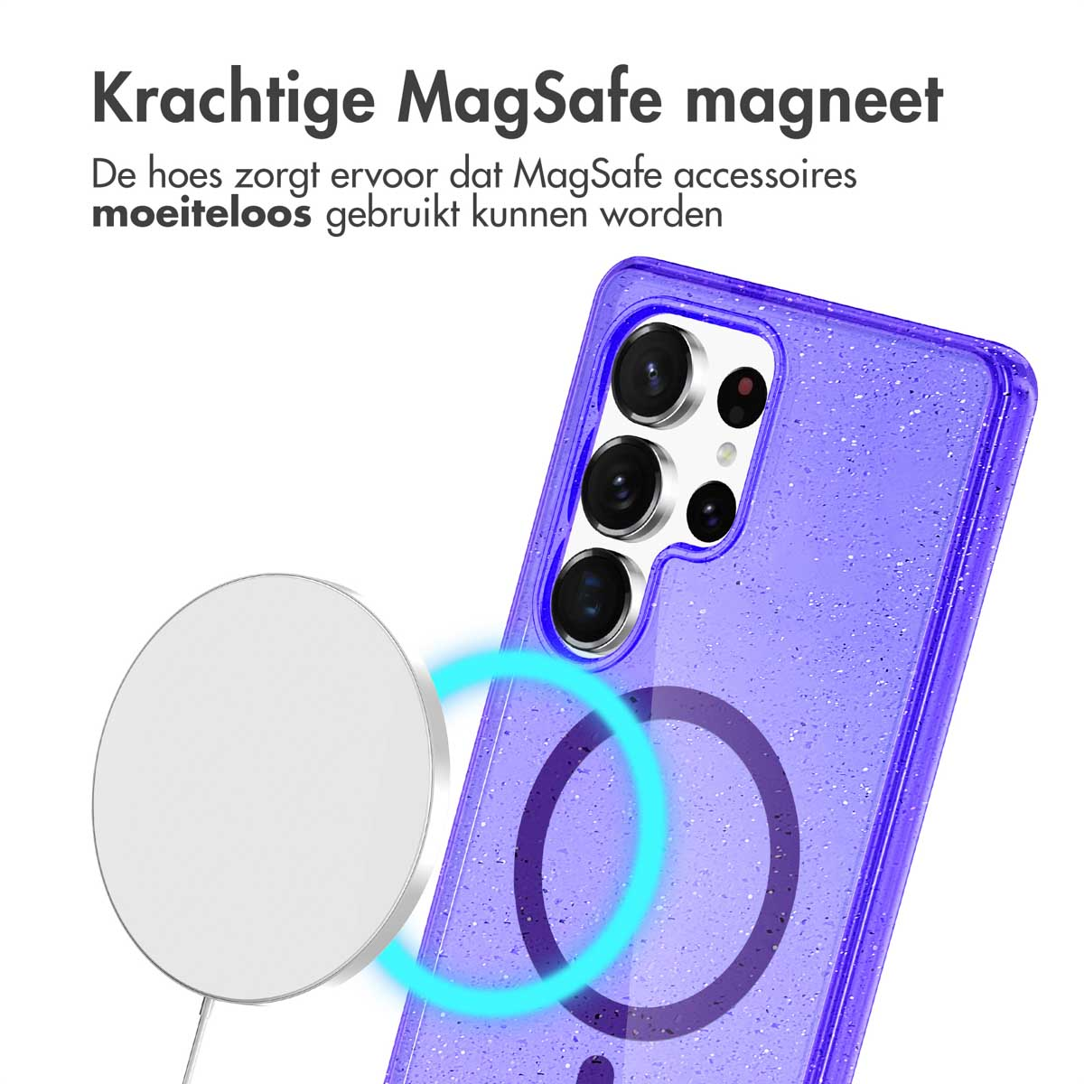 IMOSHION Sparkle Backcover met MagSafe - Geschikt voor Samsung Galaxy S25 Ultra - Telefoonhoesje voor Samsung Samsung Galaxy S25 Ultra Paars