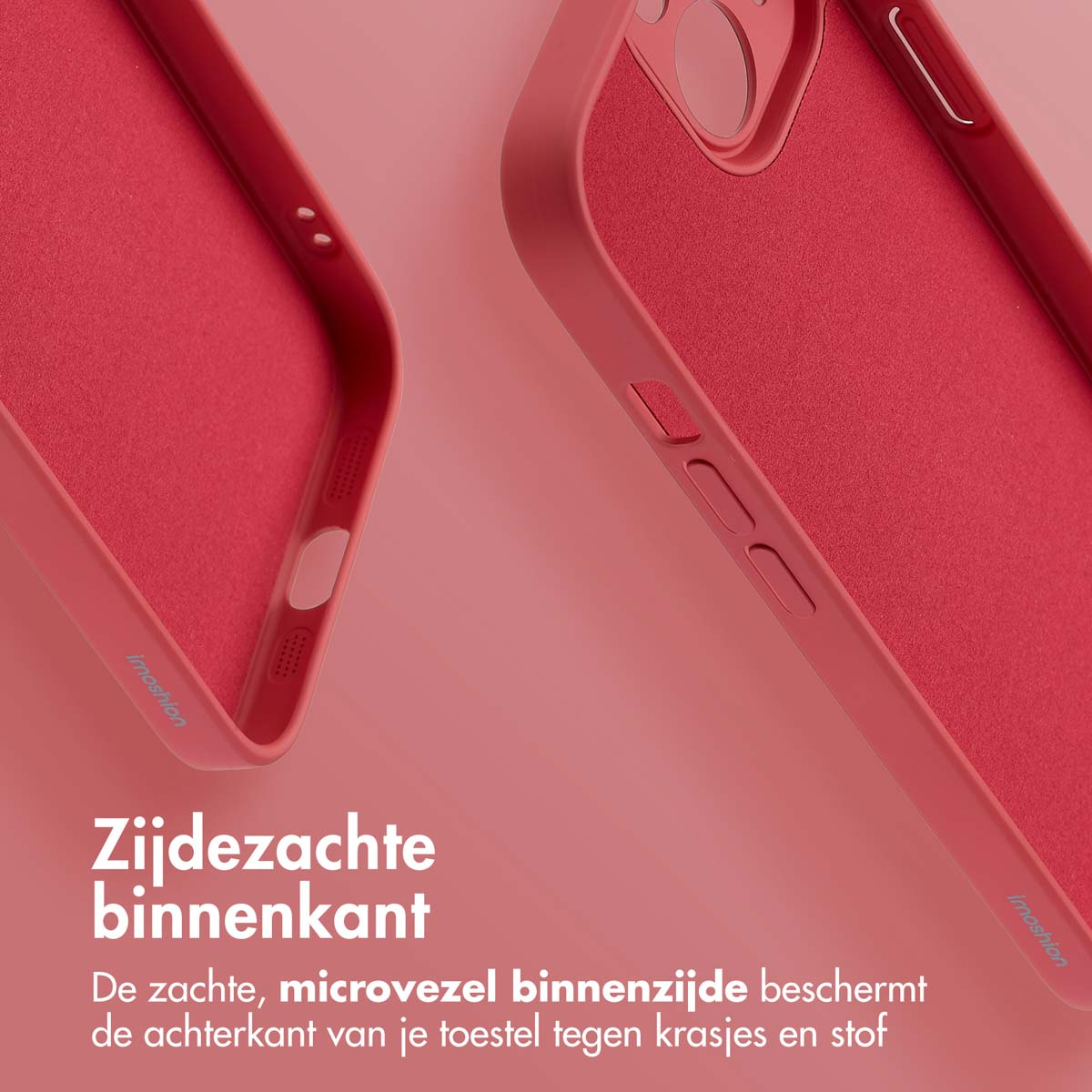 Two red phone cases side by side. One is open, showing the interior, and the other is closed.