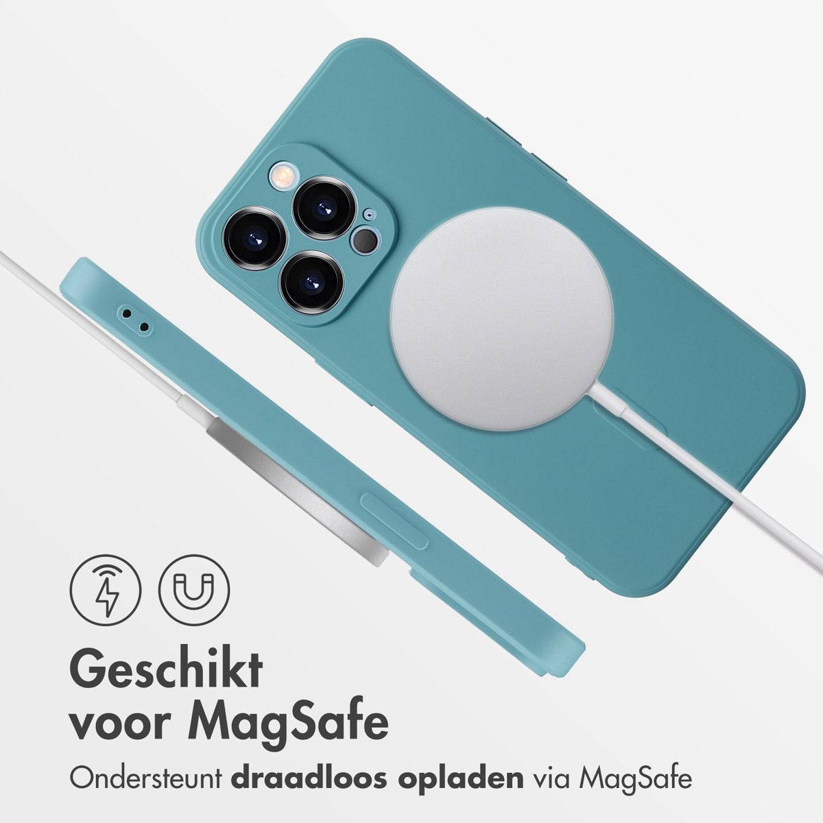 IMOSHION Color Backcover met MagSafe - Geschikt voor Apple iPhone 13 Pro - Telefoonhoesje voor Apple iPhone 13 Pro Turquoise