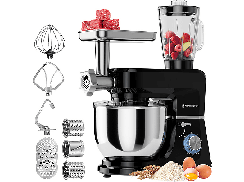 KITCHENBROTHERS KB798 Keukenmachine Zwart 1500 W