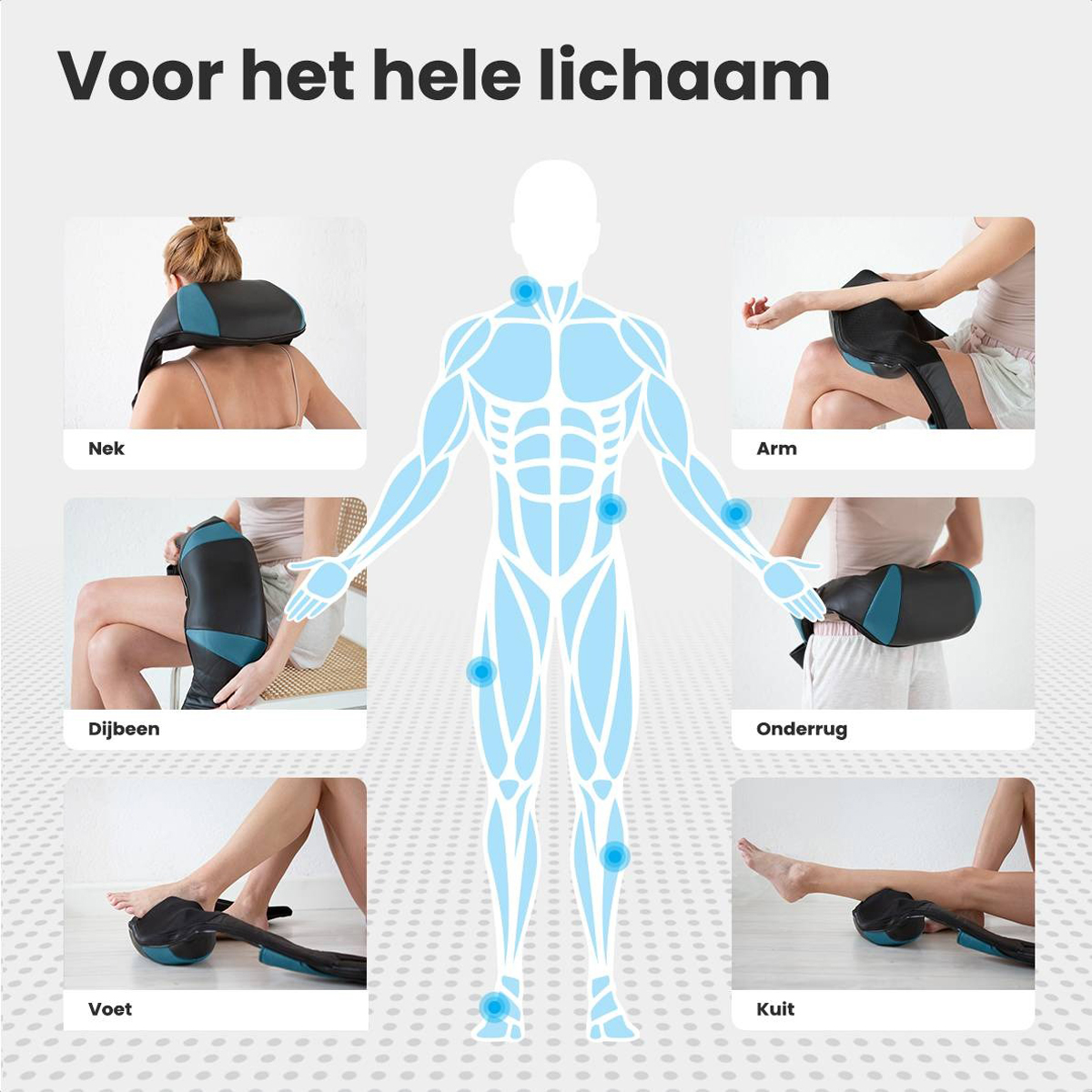 Diagram showing massage locations on a human body.