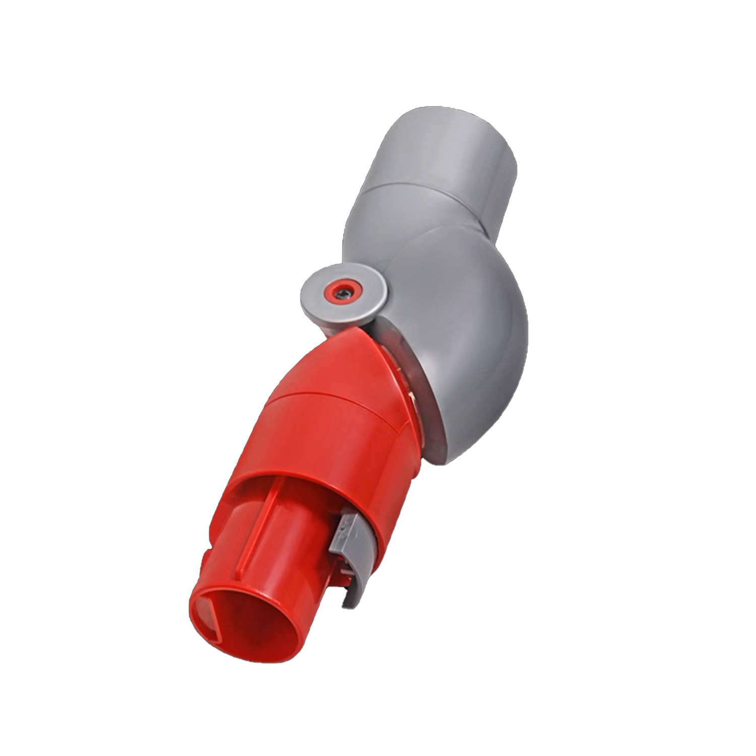 Końcówka do odkurzacza. Jest szara i czerwona. Czerwona część znajduje się na końcu końcówki.