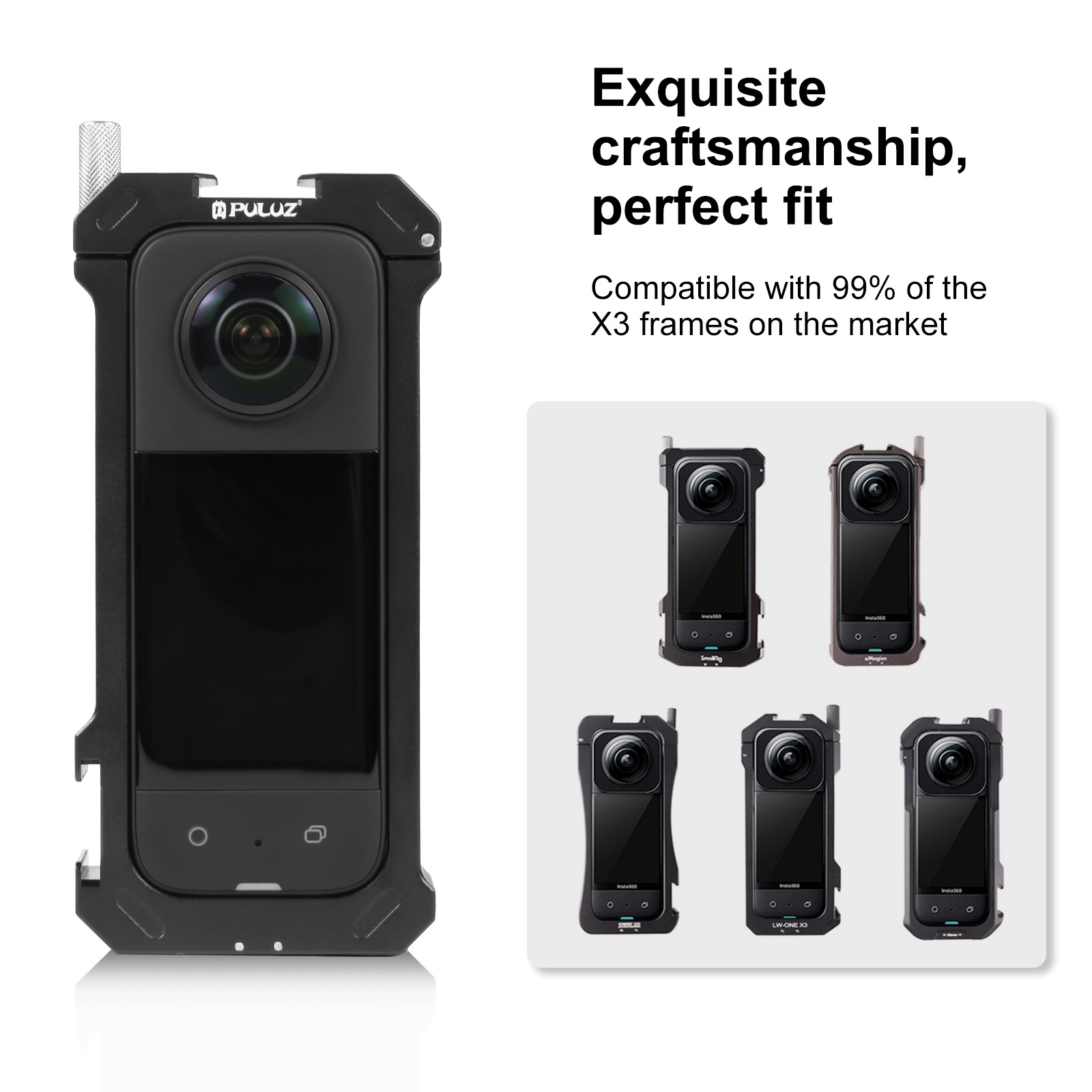 Zwarte camera met extra camera-opties.