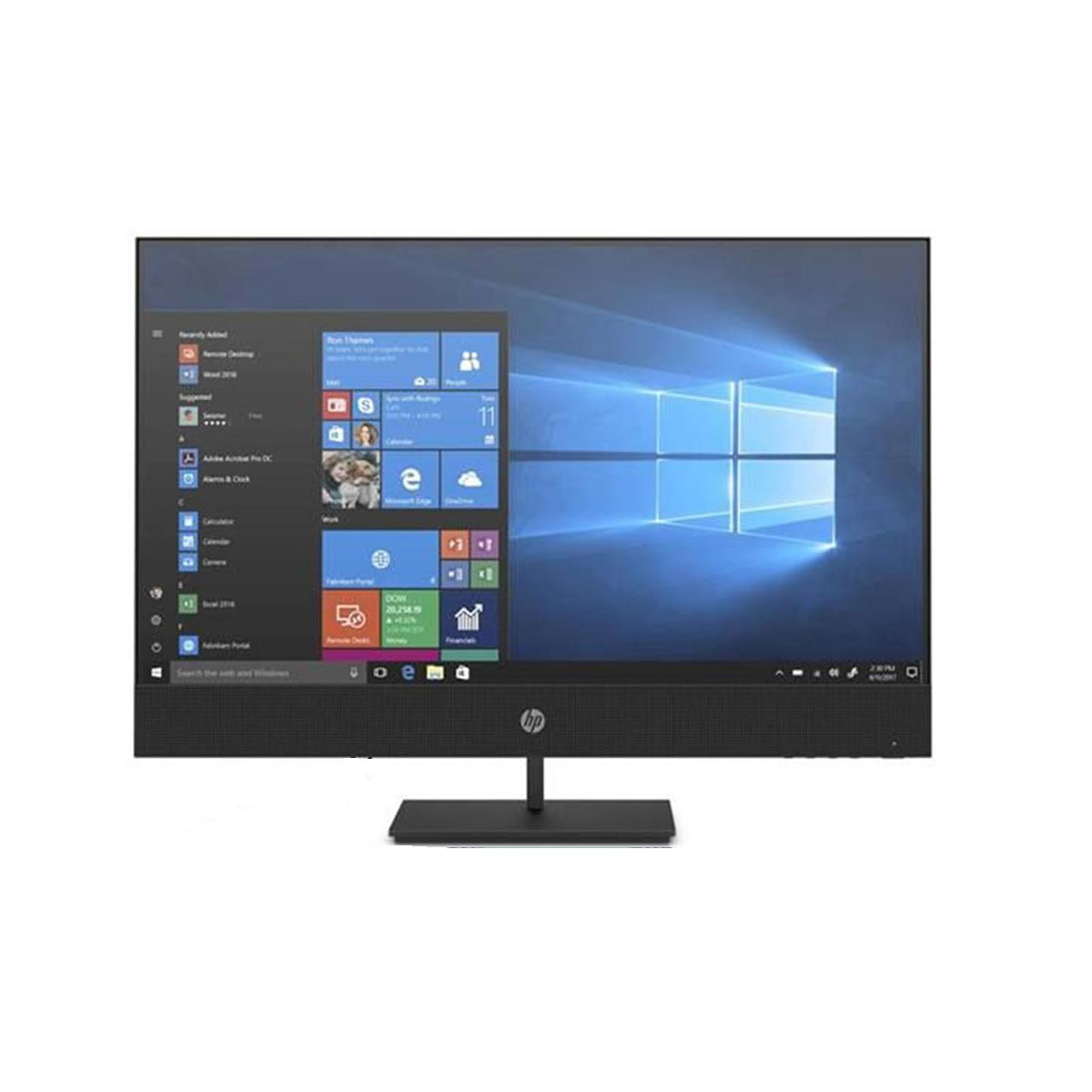 Monitor komputera HP. Ekran wyświetla interfejs Windows. Czarna podstawa i rama.