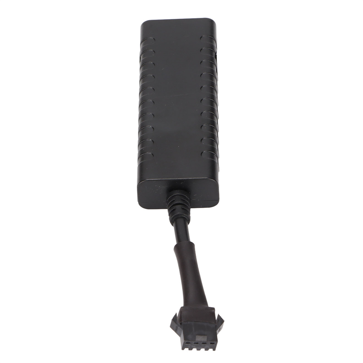 Schwarzer rechteckiger Tracker mit Kabel.