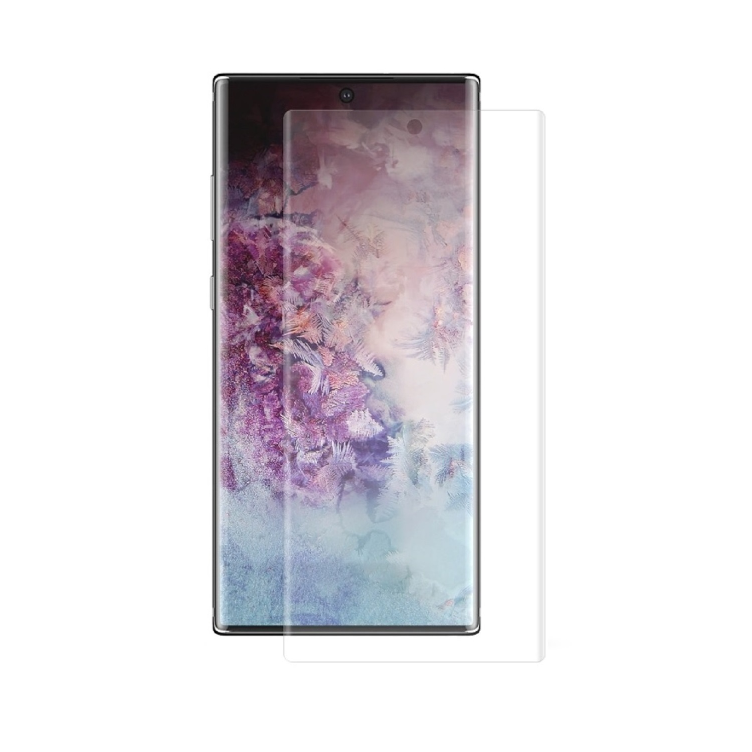 Smartphone mit angebrachter klarer Displayschutzfolie.