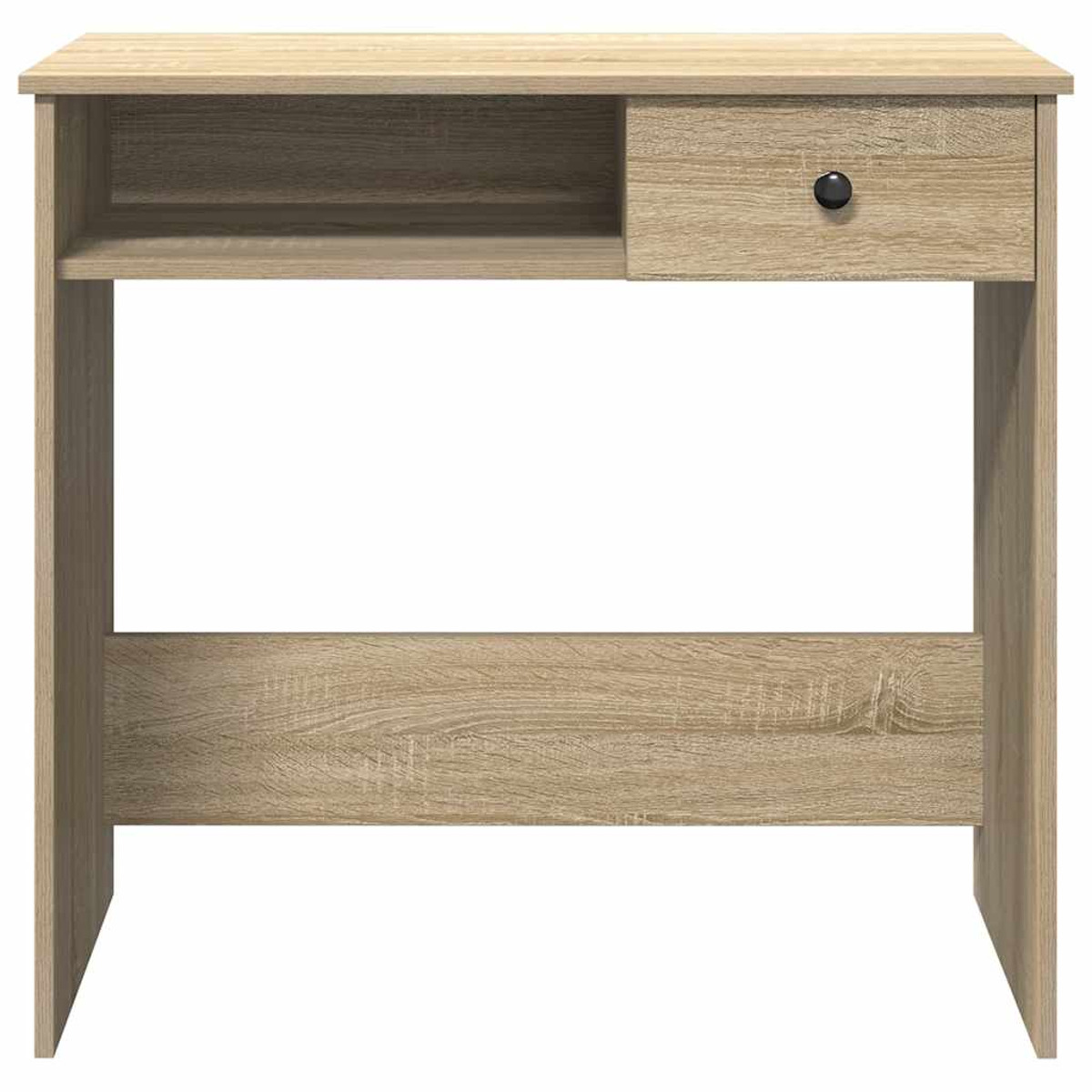 Holzschreibtisch mit Schublade und Ablage. Helle Holzfarbe.