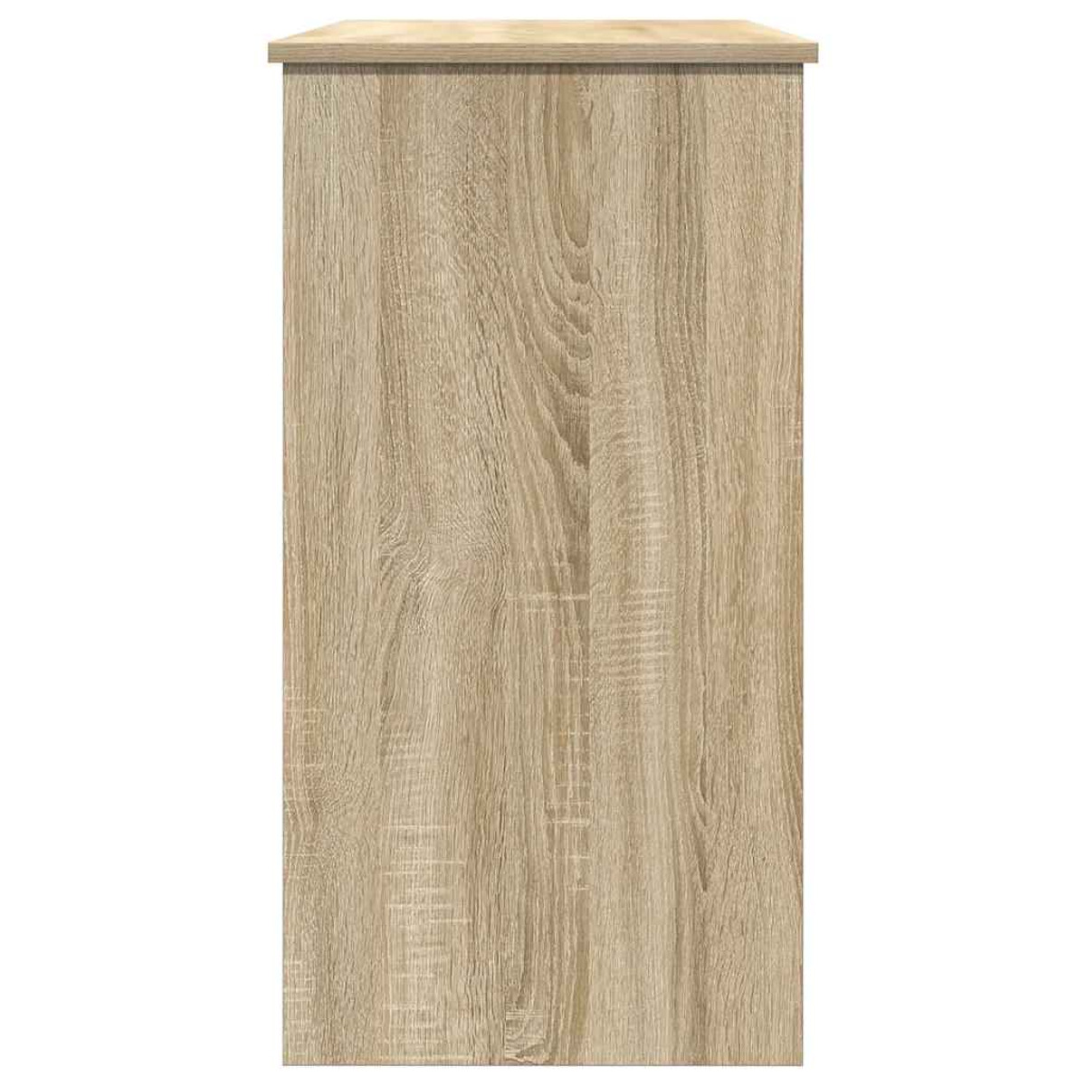Ein Holzschrank mit hellfarbener Oberseite und vertikalem Holzmaserungsmuster. Der Hintergrund ist weiß.