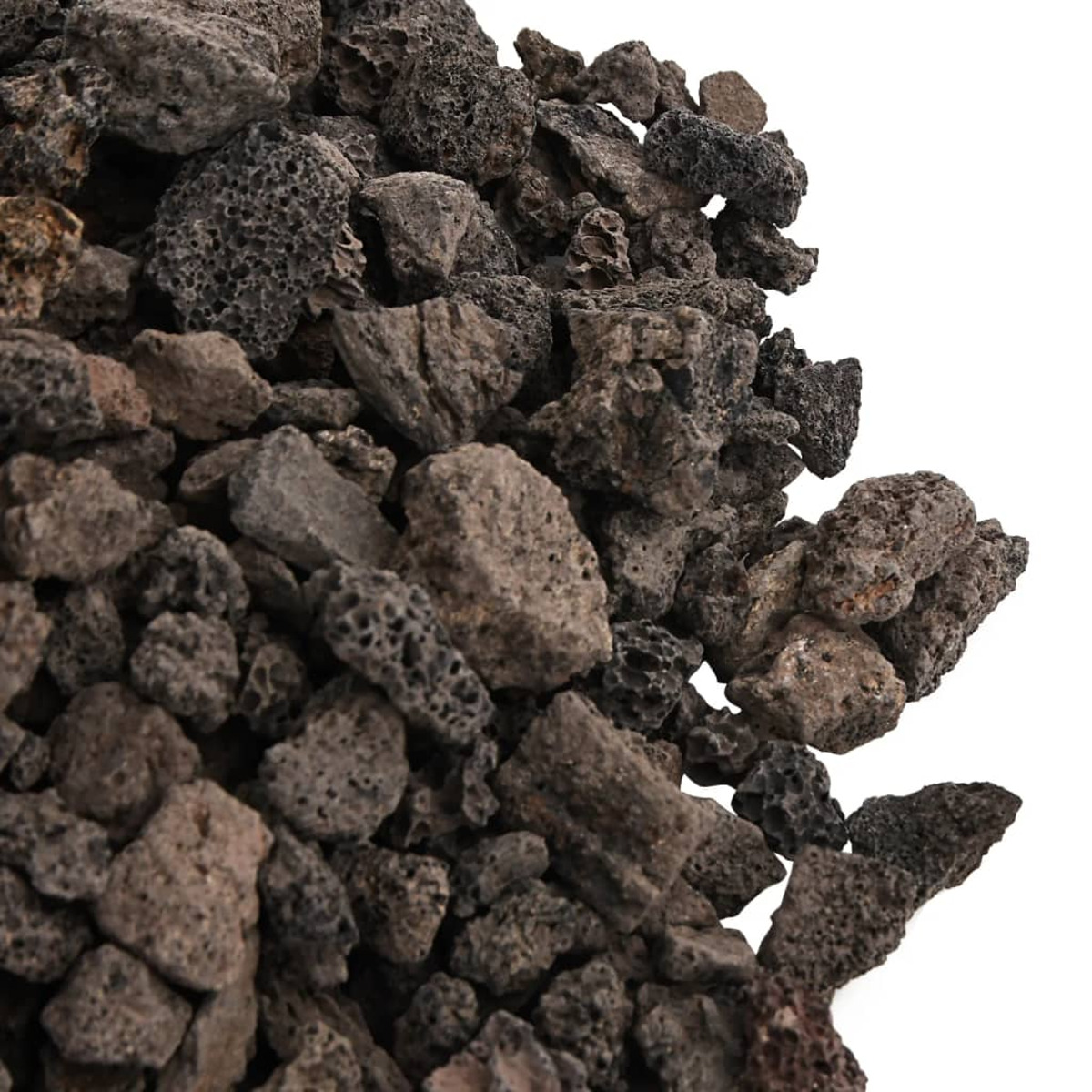 Pila di rocce laviche scure e porose. Le rocce variano in dimensioni e tonalità.