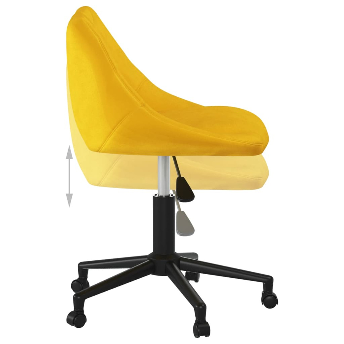 Ein gelber Bürostuhl. Der Stuhl ist schwarz mit einem gelben Sitz.
