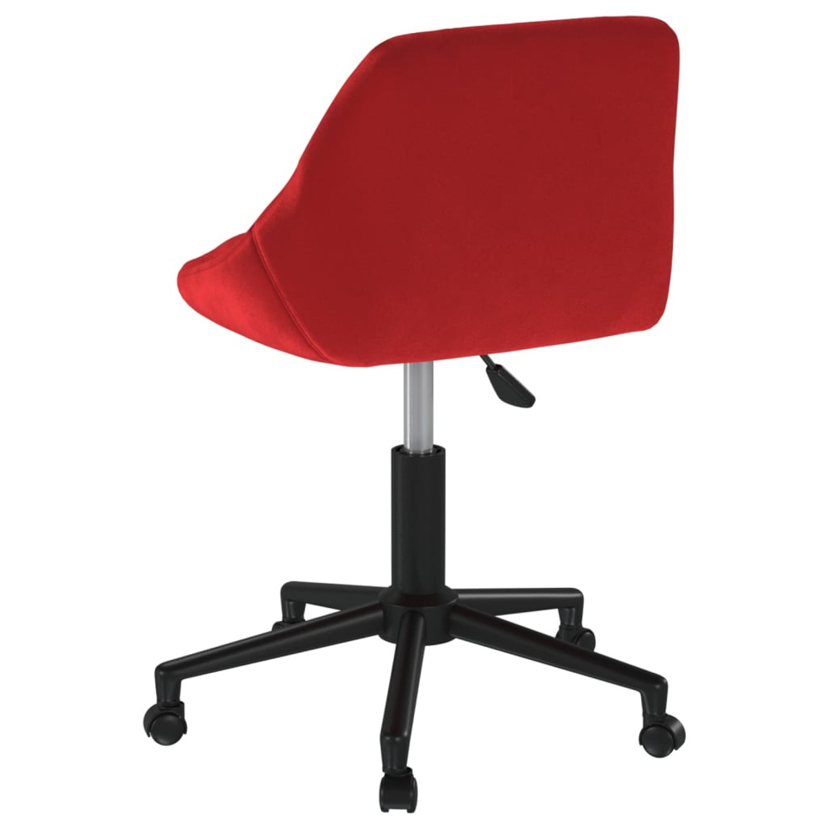 Ein roter Bürostuhl. Die Rückenlehne ist rot und abgewinkelt. Das Gestell ist schwarz mit Rädern.