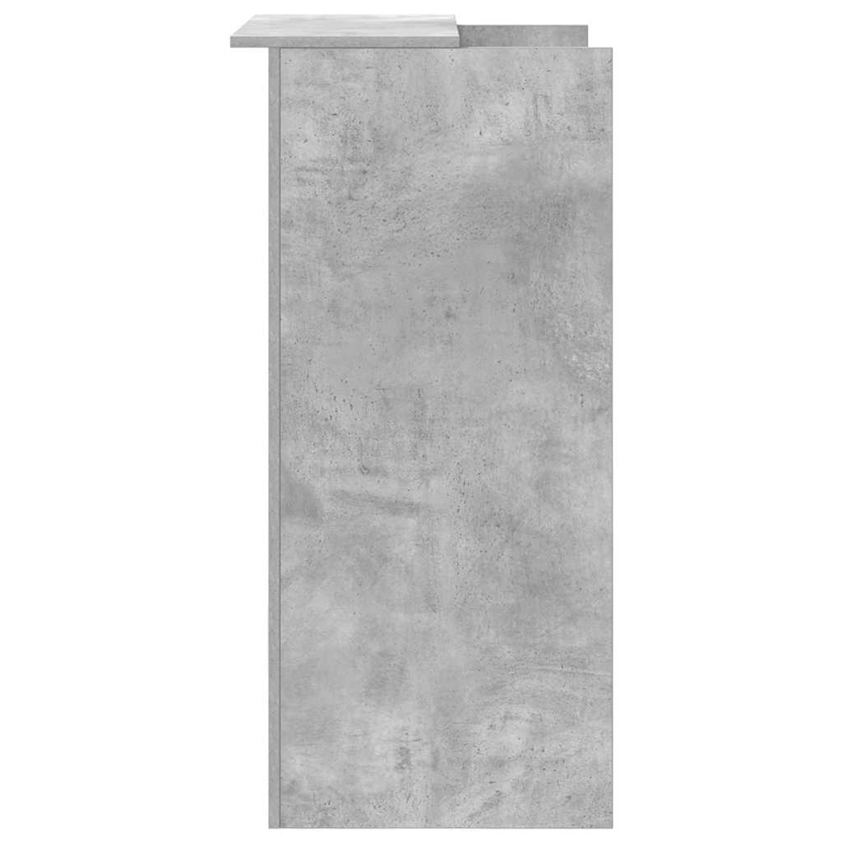 Grauer Schreibtisch/Arbeitsplatte. Graue Oberfläche. Einfaches Design. Weißer Hintergrund.