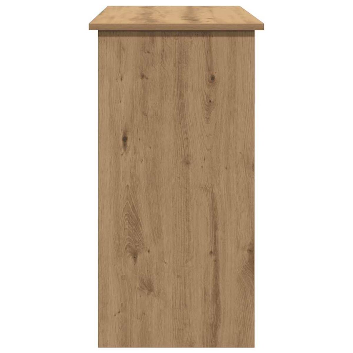 Ein hoher Holzschrank mit hellbrauner Holzmaserung. Er hat eine einfache, rechteckige Form.