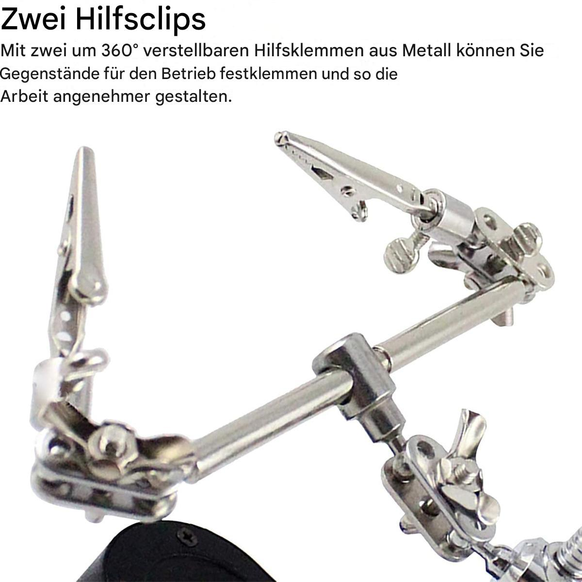 Zwei verstellbare Hilfsklemmen werden vor weißem Hintergrund angezeigt.