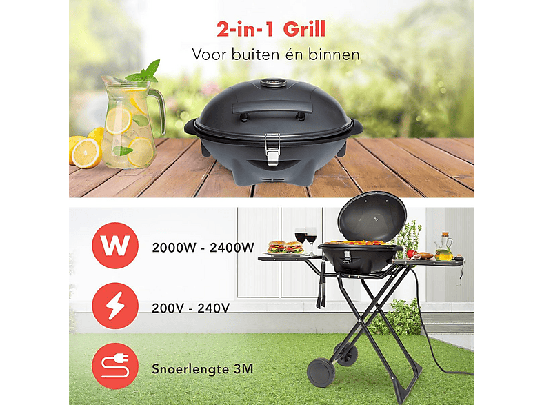 KITCHENBROTHERS KB715 Elektrogrill, Grau (2400 Watt)