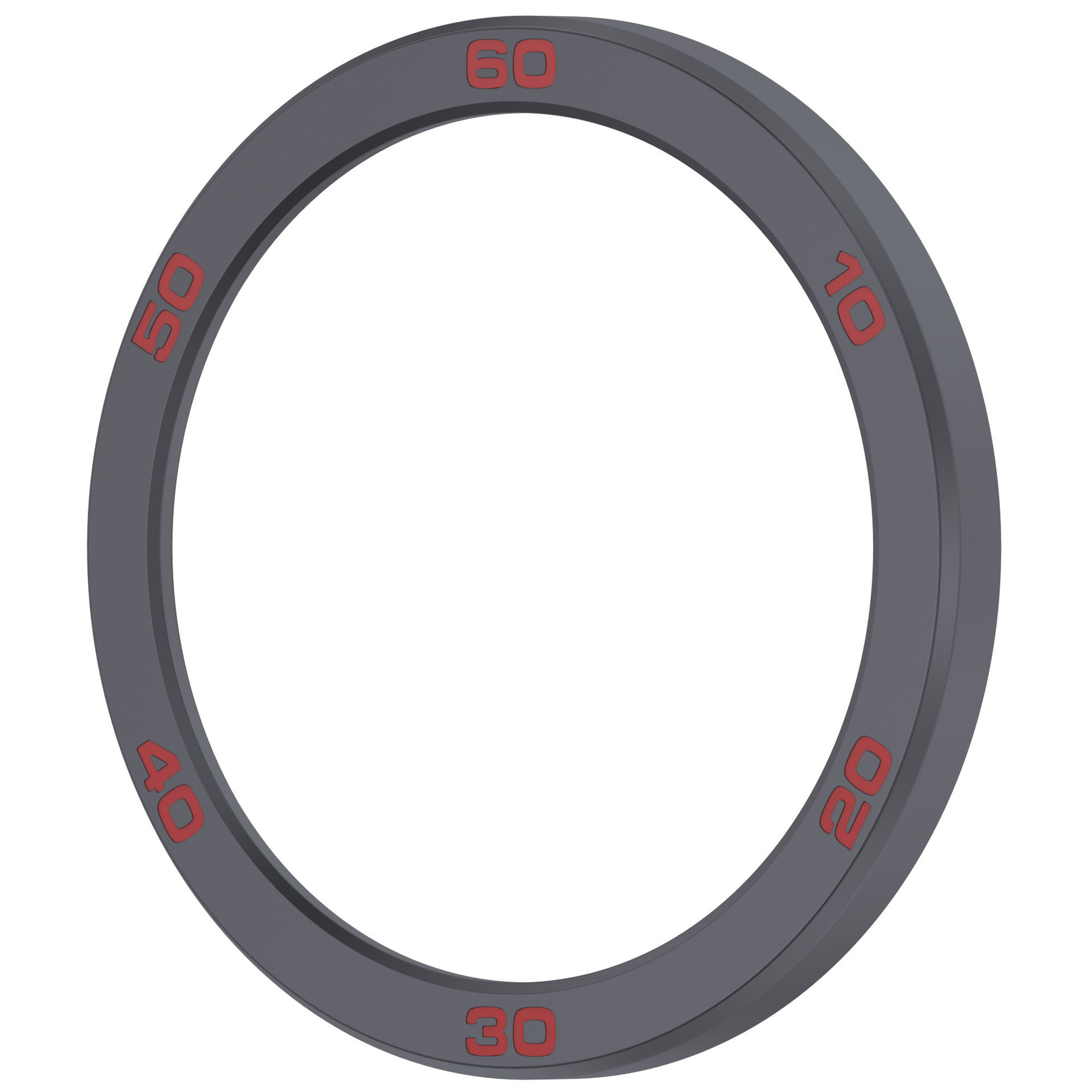 Anello grigio scuro con numeri rossi in posizioni 10, 20, 30, 40, 50 e 60.