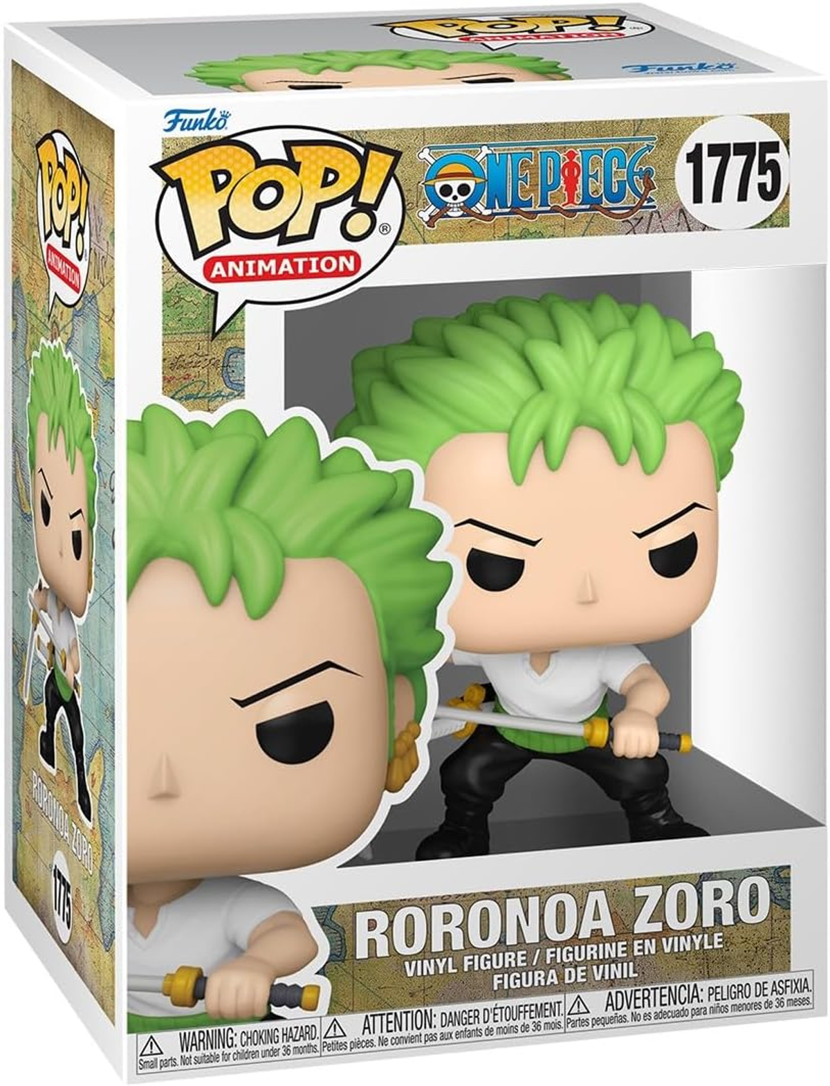 Figura Funko Pop! di Roronoa Zoro di One Piece, in una scatola.