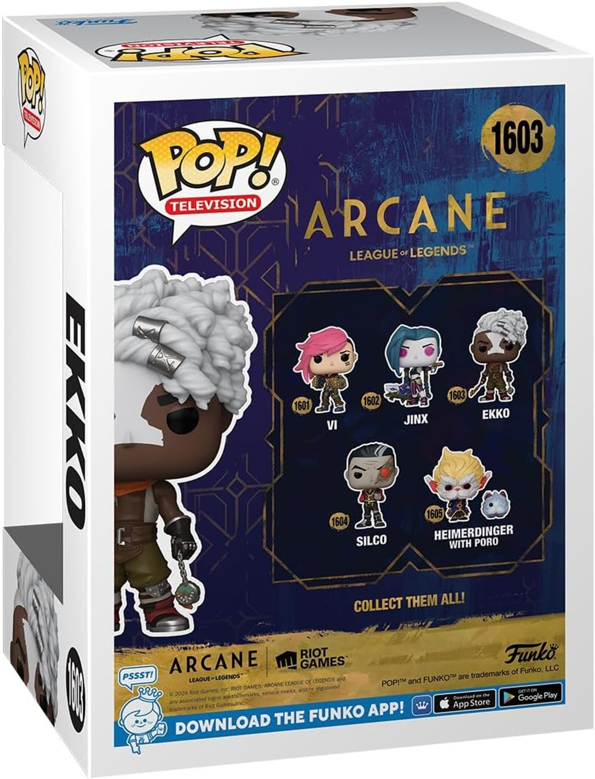 Rückseite einer Arcane League of Legends Funko Pop-Box mit Charakteren.
