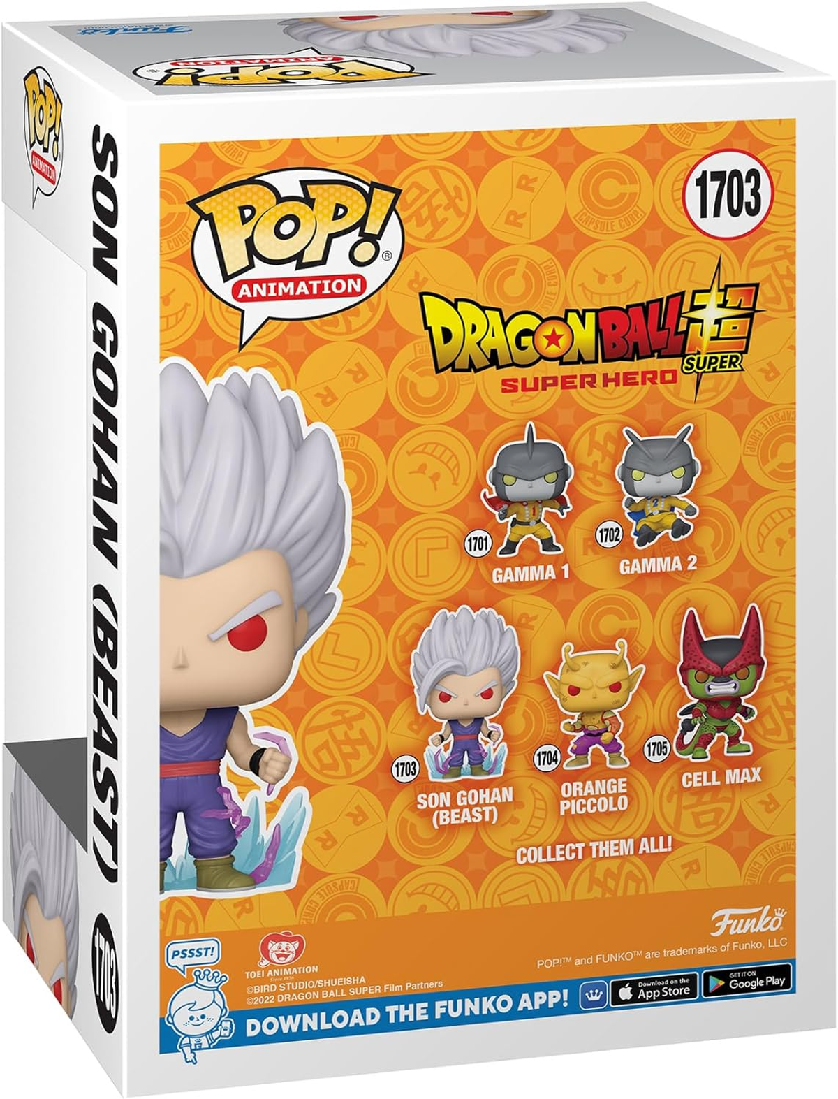 Una scatola Funko Pop con Son Gohan (Bestia) e altre figure di Dragon Ball Super.