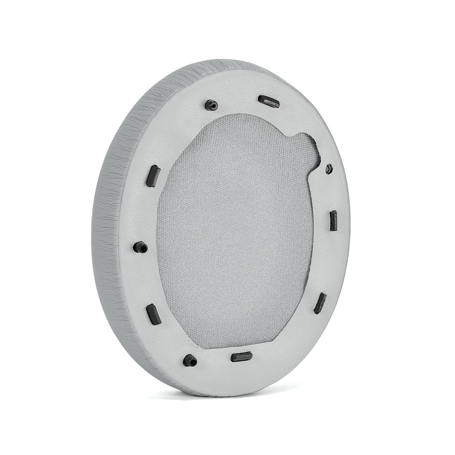 Szara wkładka do słuchawek z siatkowym środkiem i czarnymi detalami śrub.