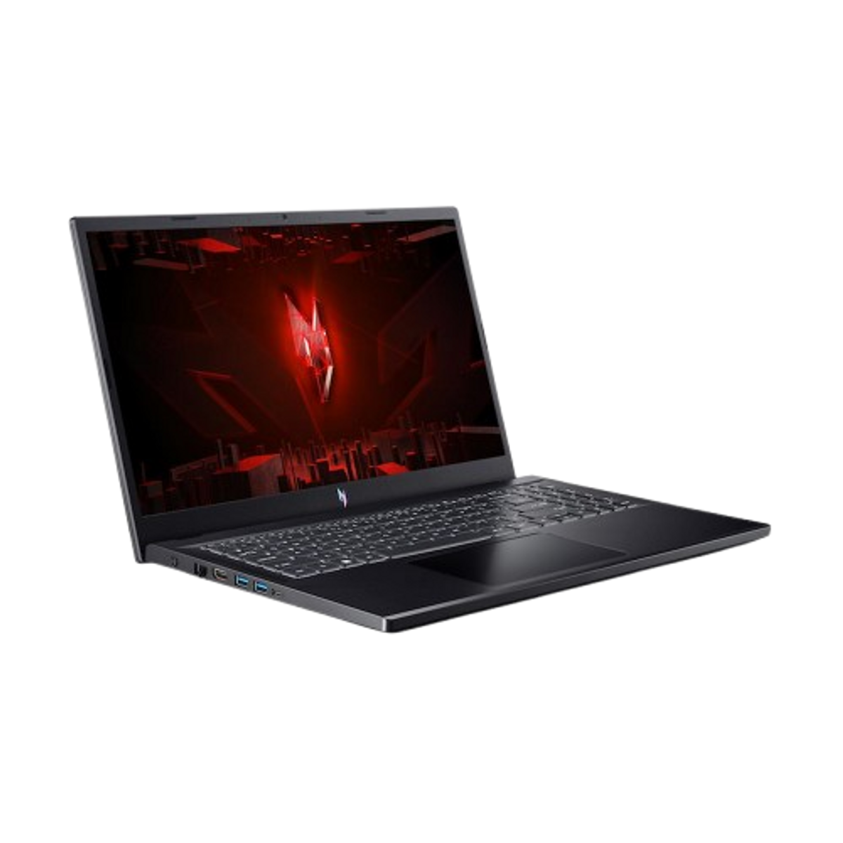 Un portátil negro con un logotipo rojo de Predator en la pantalla, ligeramente abierto.