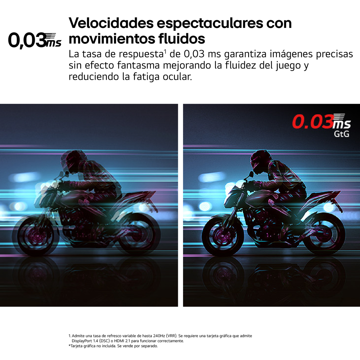 Dwa obrazy przedstawiające motocykl wyścigowy z rozmyciem ruchu, podkreślające prędkość.