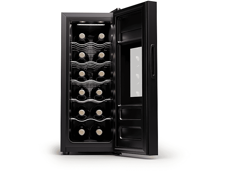 KLARSTEIN Silent Vino 12 Uno Slim Weinkühlschrank (EEK E, Schwarz)