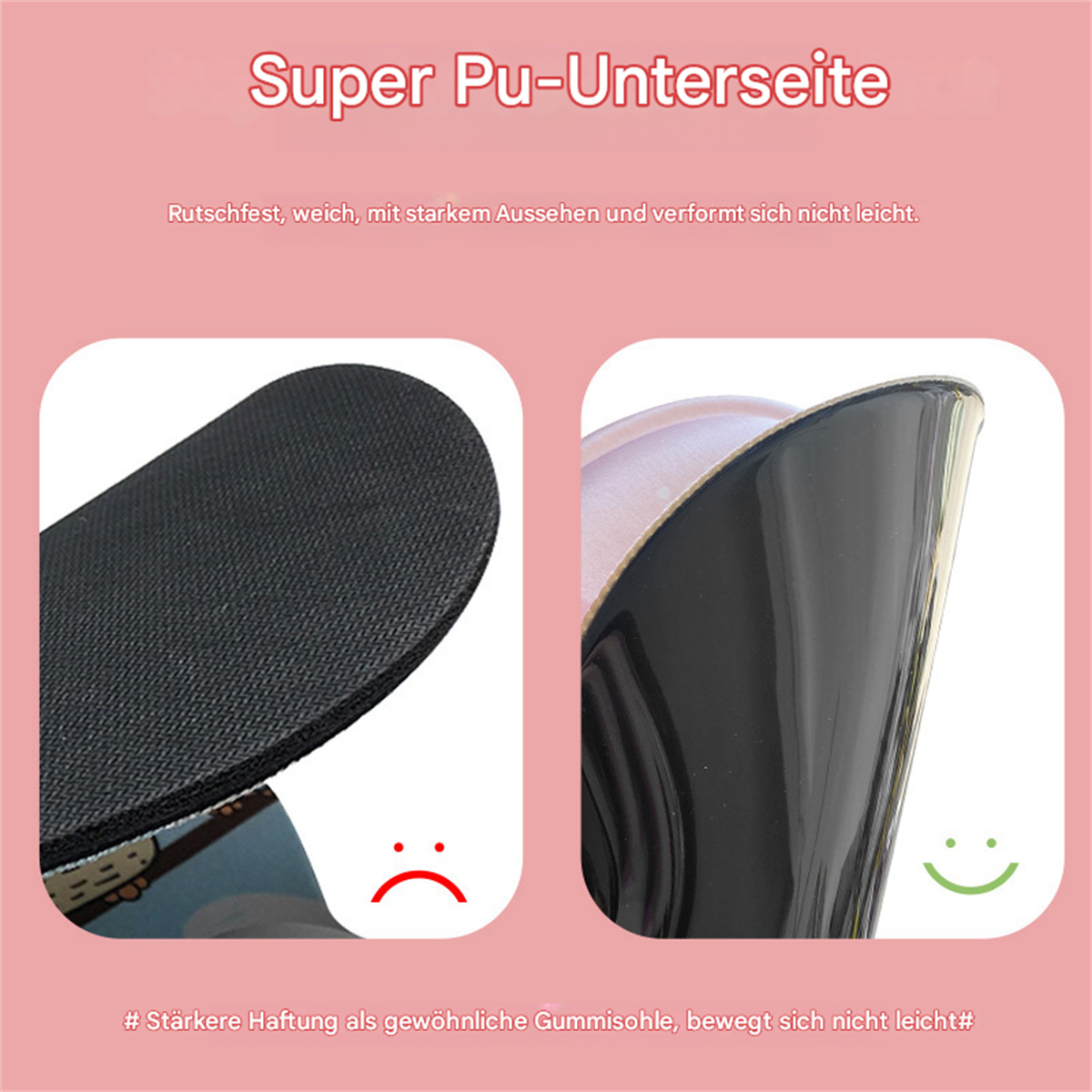 Schwarzer Mauspadbereich und glänzendes schwarzes Material. Fröhliches Gesicht und trauriges Gesicht stehen nebeneinander.