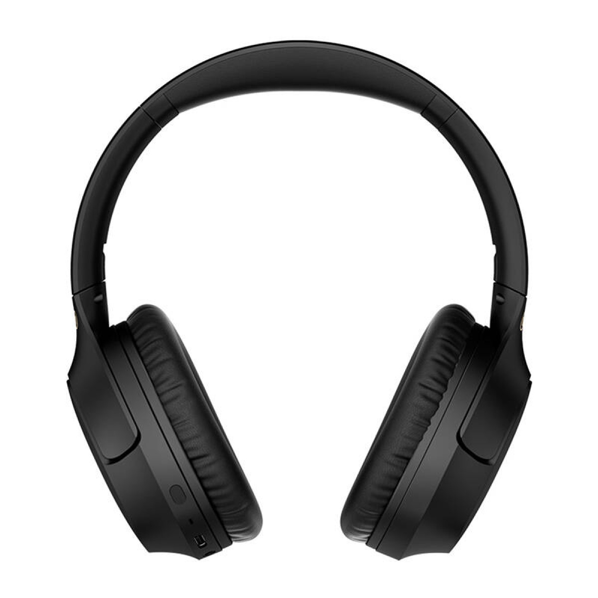 Schwarze Over-Ear-Kopfhörer. Die Kopfhörer sind zum Betrachter gerichtet.