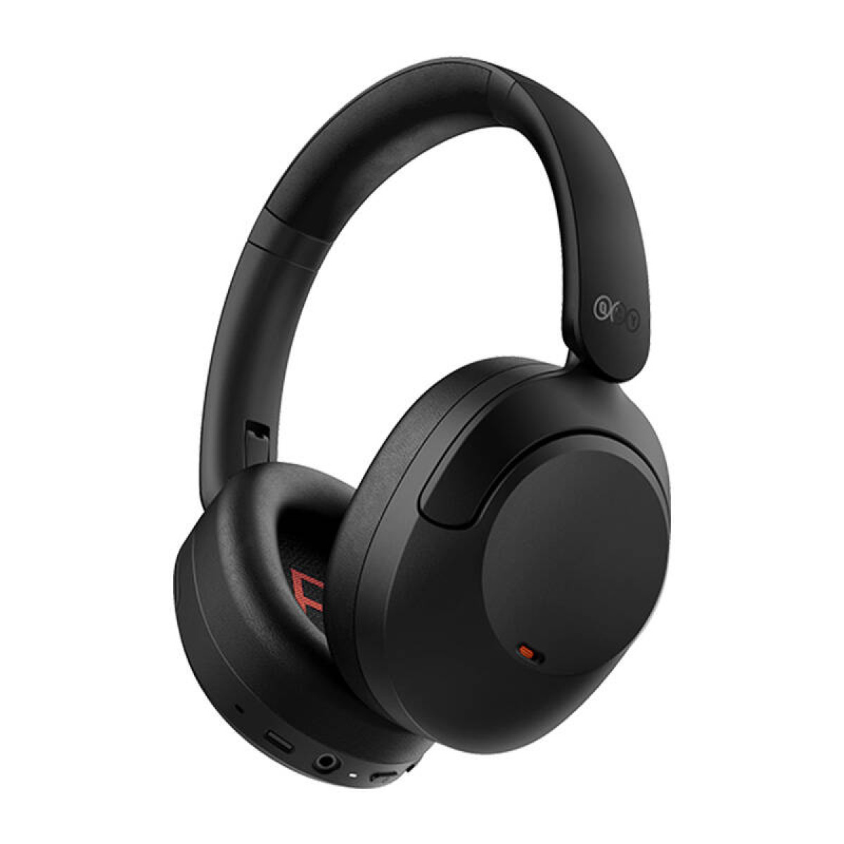 Cuffie over-ear nere con dettagli rossi su sfondo bianco.