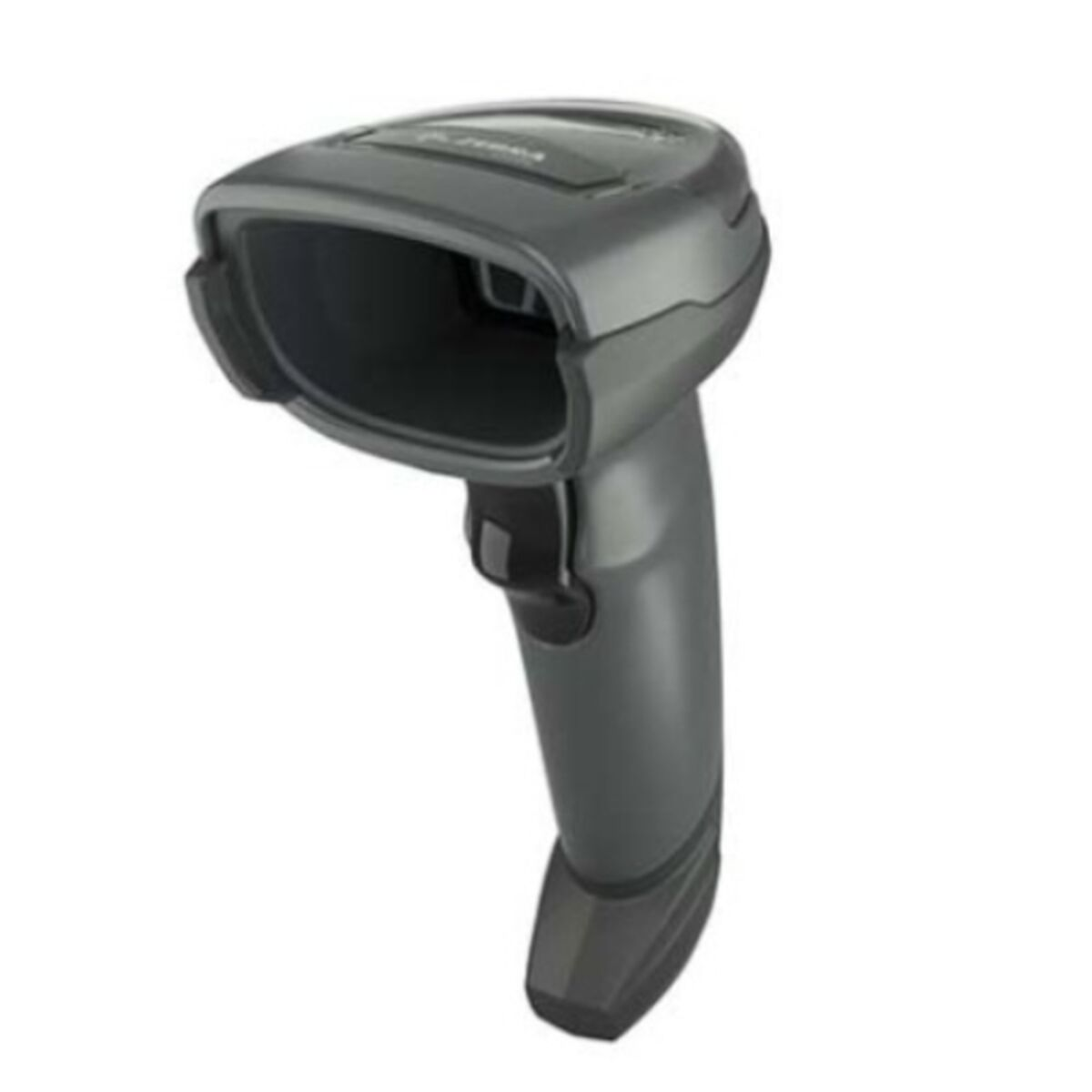Grauer Handheld-Barcodescanner, leicht nach oben geneigt. Der Scanner hat einen dunklen Griff.
