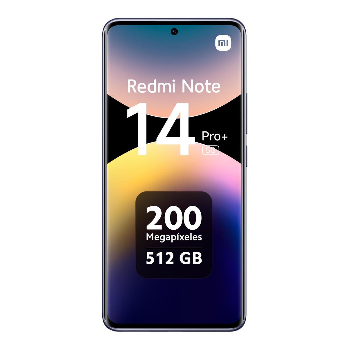 Ekran telefonu Redmi Note 14 Pro+. Wyświetla specyfikacje: 200MP, 512GB, 5G.