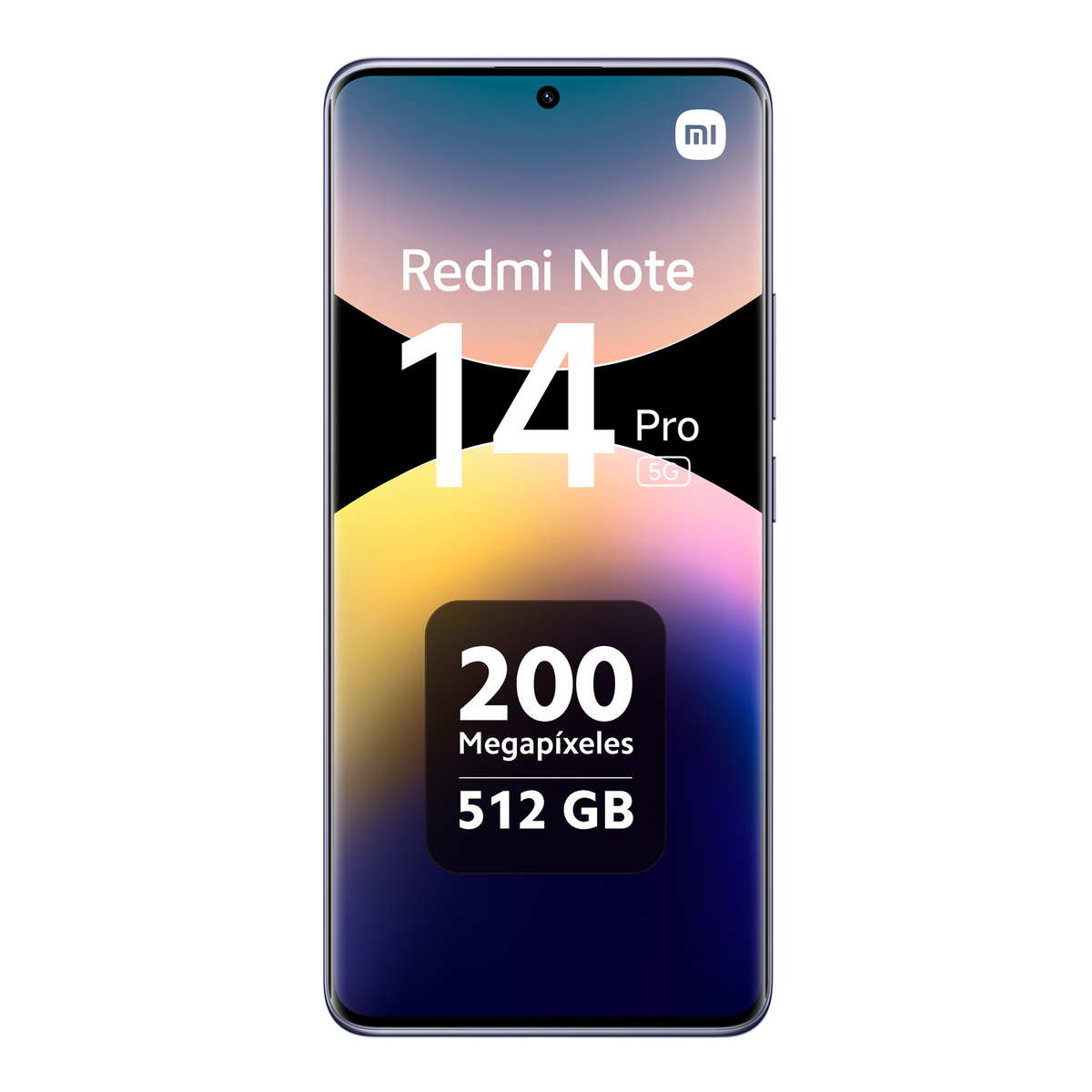 Smartfon z dużym ekranem wyświetla logo i tekst Redmi Note 14 Pro.