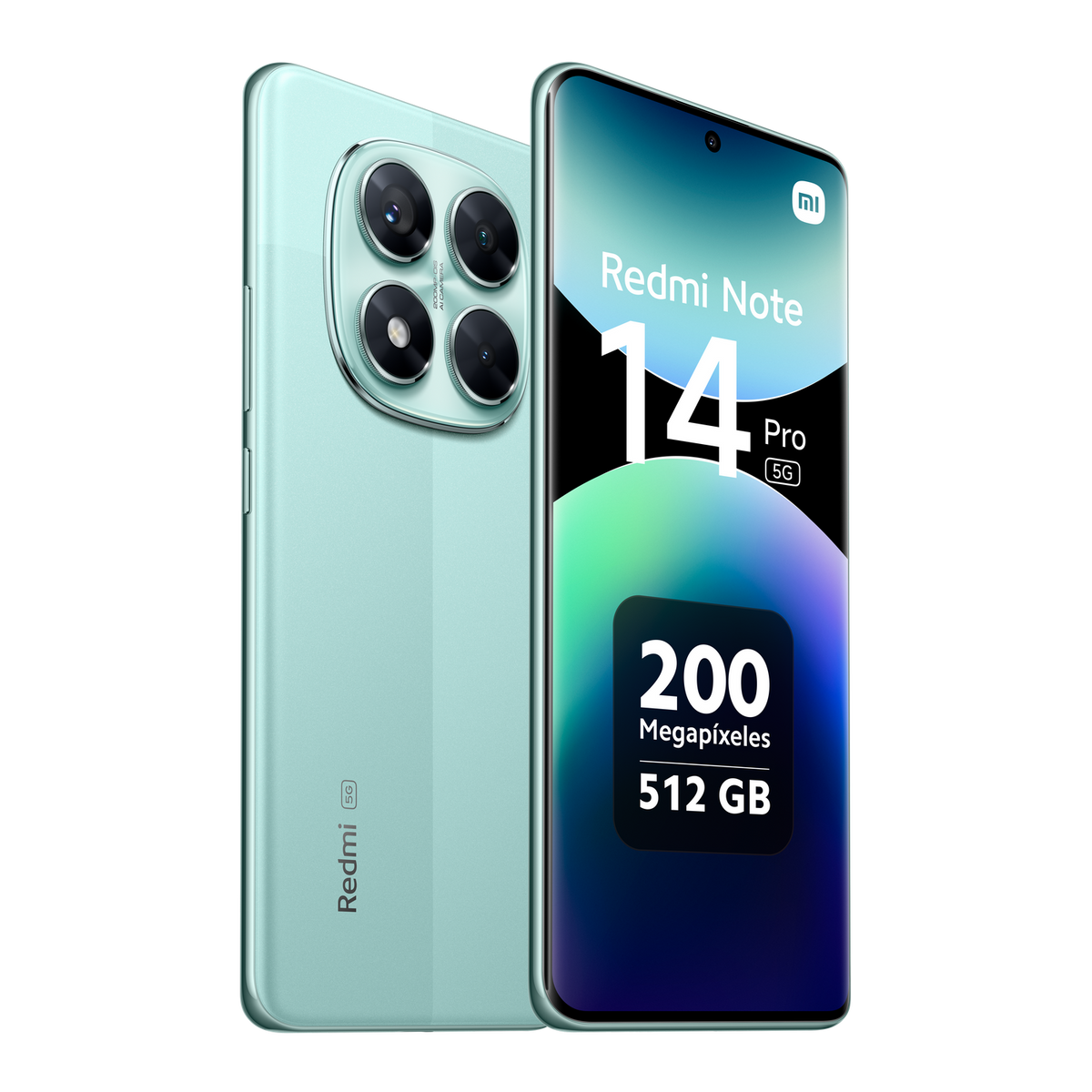 Dwa smartfony. Jeden ma widok z przodu i z tyłu, drugi z boku. Oba są miętowo-zielone.