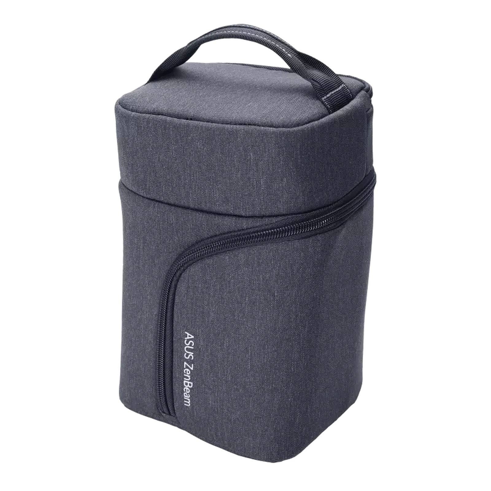 Ciemnoszara torba transportowa ASUS ZenBeam z uchwytem i zamkiem błyskawicznym.