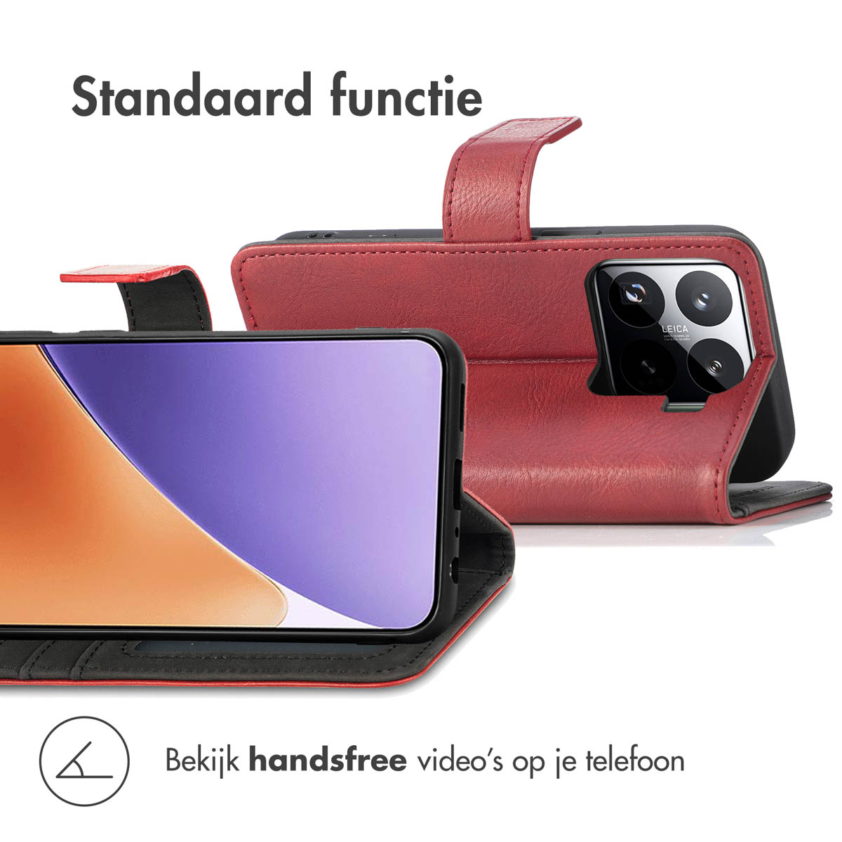 IMOSHION Coque folio compatible avec Xiaomi 15 Étui de Téléphone voor Xiaomi Xiaomi 15 Rouge
