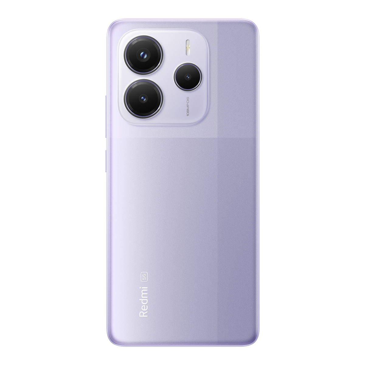 Widok z tyłu fioletowego smartfona z potrójnym aparatem.