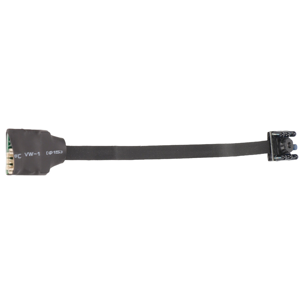 Ein schwarzes Kabel mit Anschlüssen an beiden Enden und einem Etikett mit der Aufschrift 'VW-1 (Φ15)'.