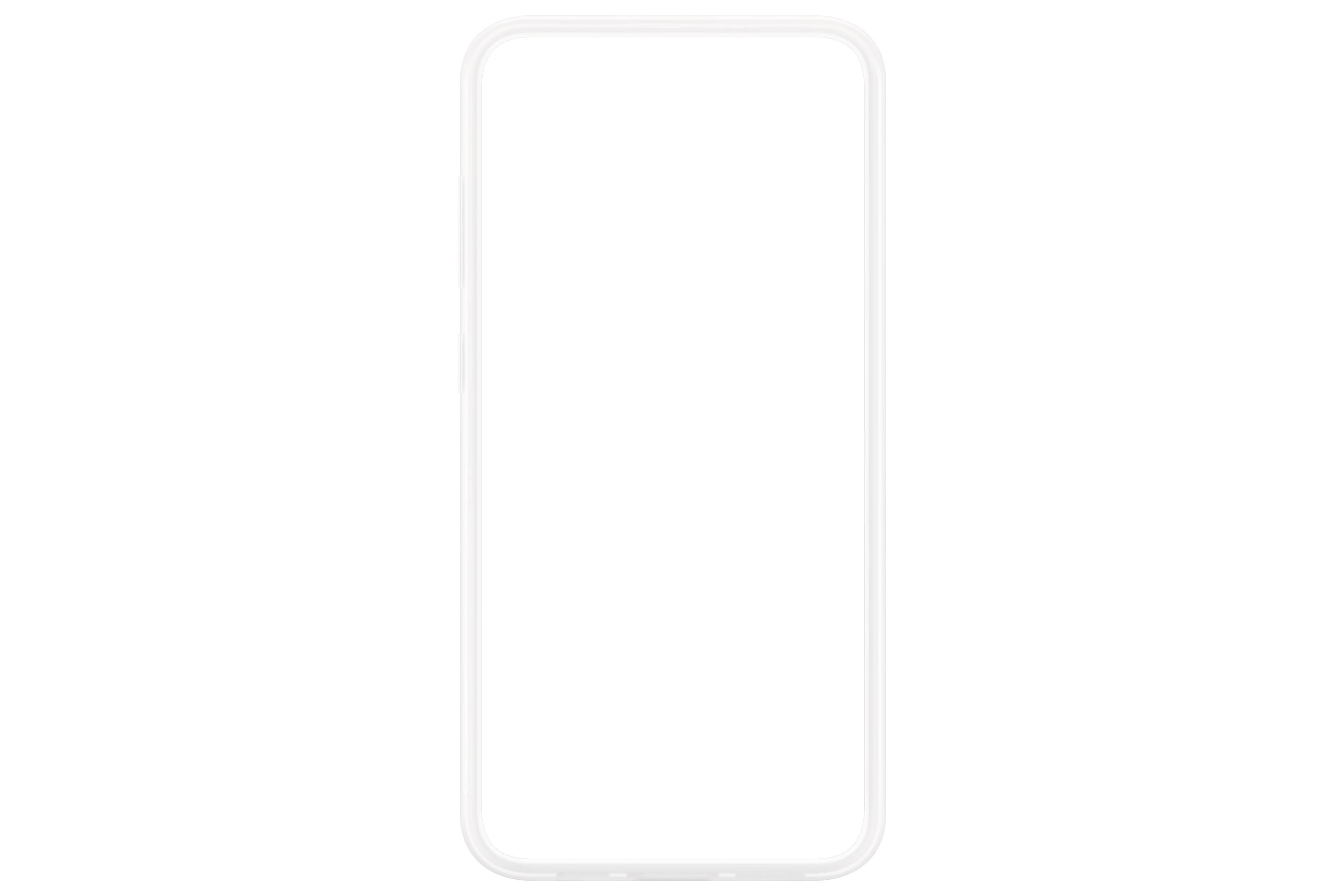 Uno schermo bianco vuoto di uno smartphone, con il contorno del telefono visibile.
