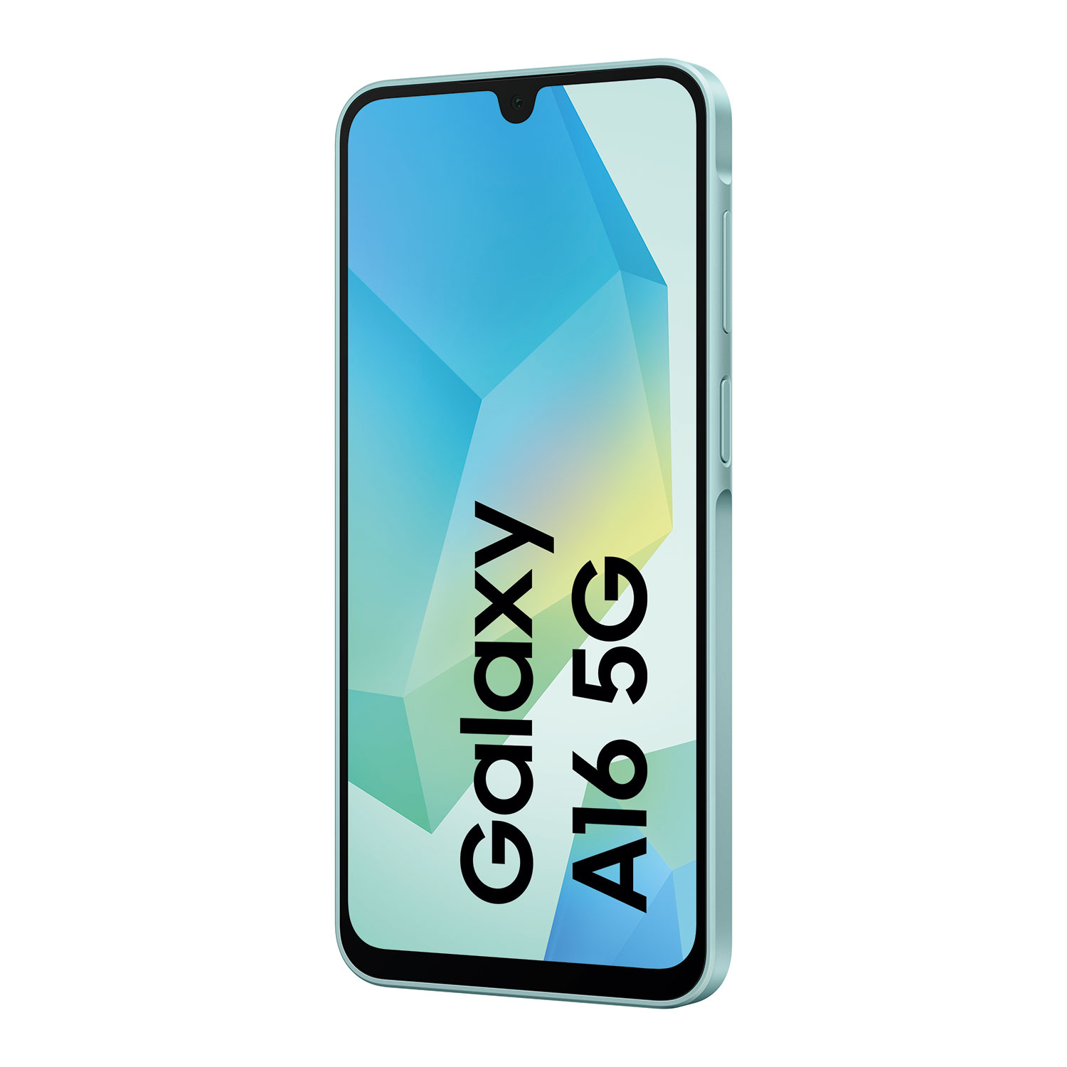 Smartphone Samsung Galaxy A16 5G azul, vertical, fondo blanco.